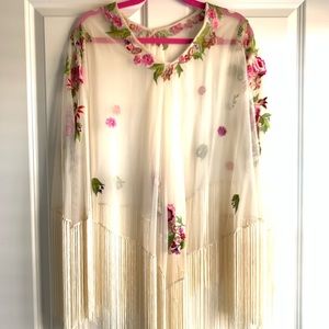 Nordstrom by Sana sheer embroidered poncho